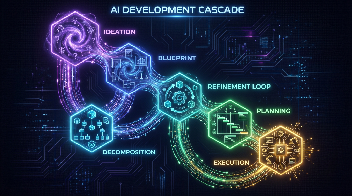 AI Development Cascade — visualization of the cascaded workflow stages